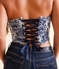 Tapestry Corset Tube Top
