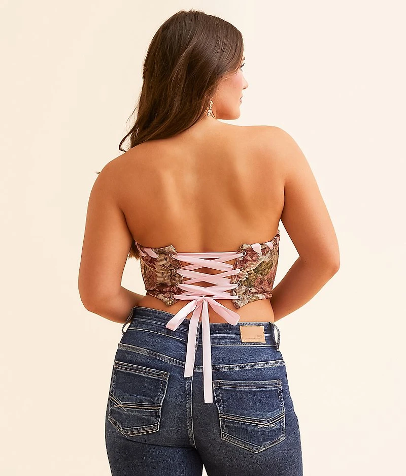 Tapestry Corset Tube Top