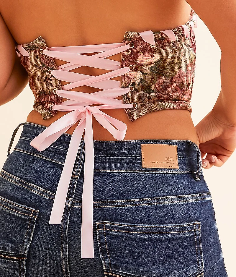 Tapestry Corset Tube Top