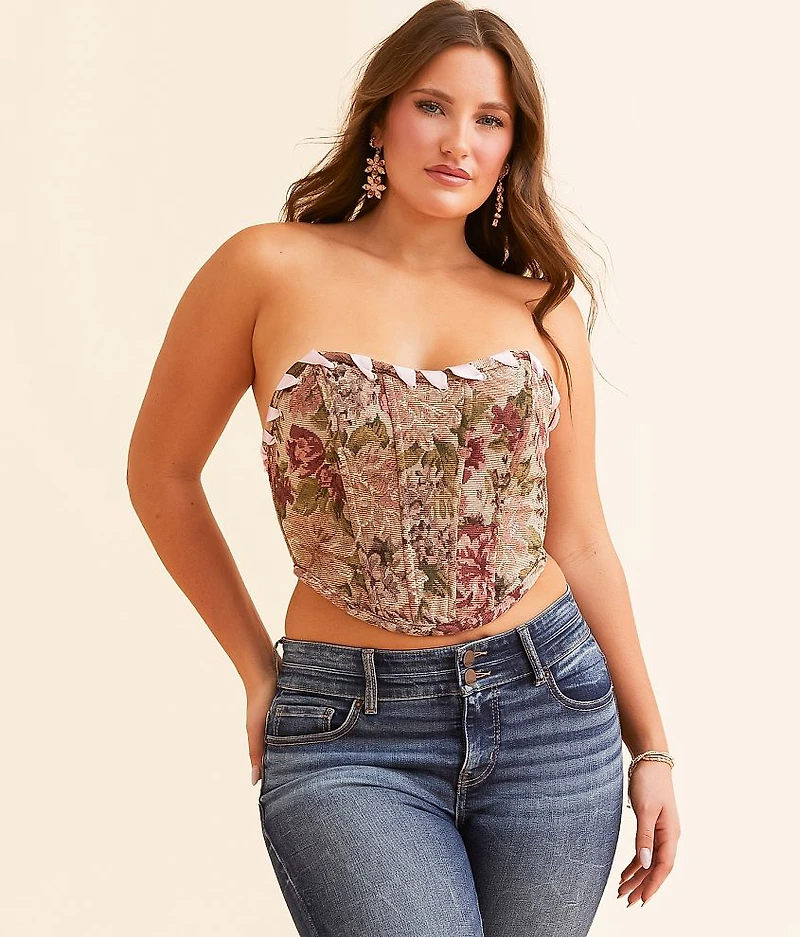 Tapestry Corset Tube Top
