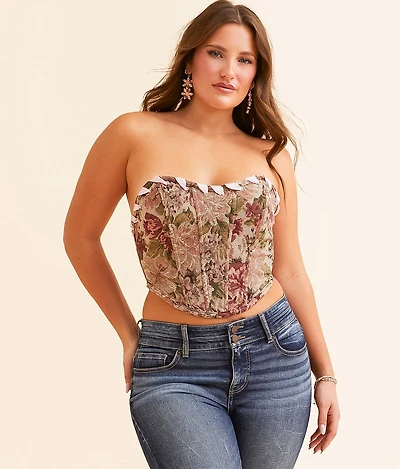 Tapestry Corset Tube Top