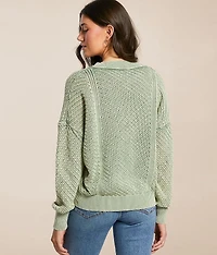 Washed Pointelle Sweater