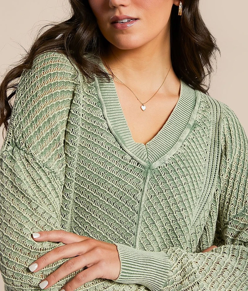 Washed Pointelle Sweater