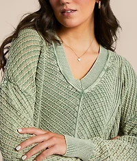 Washed Pointelle Sweater
