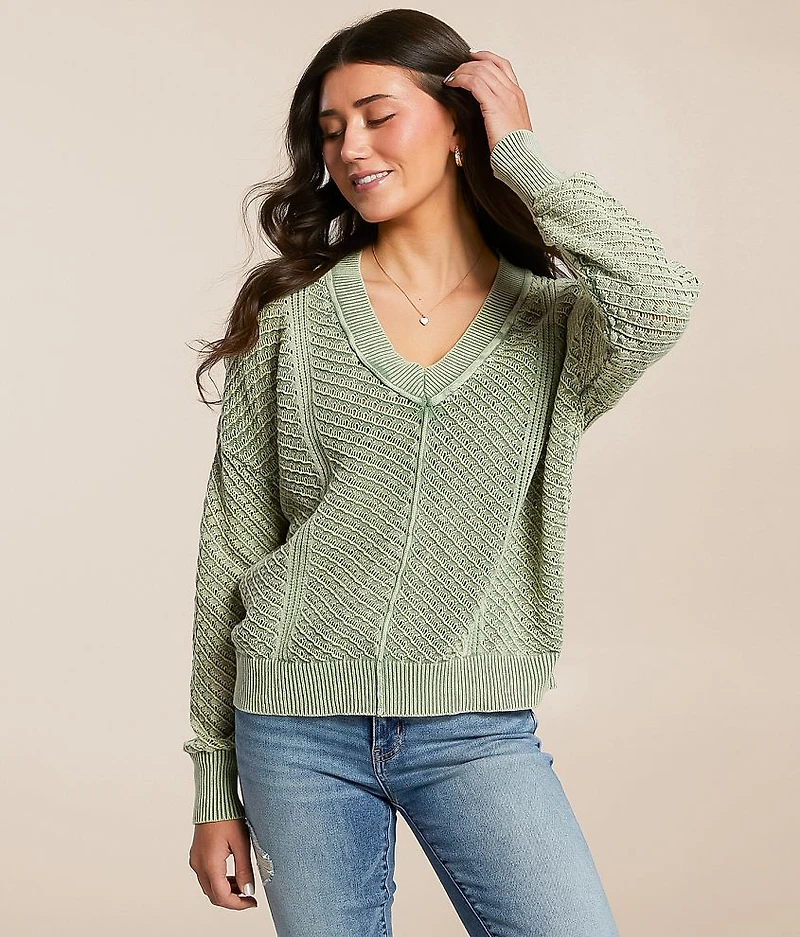 Washed Pointelle Sweater