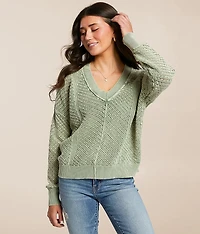 Washed Pointelle Sweater