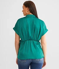 Satin Surplice Tunic Top