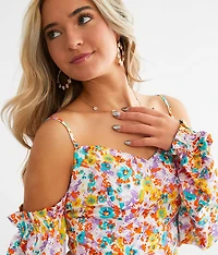 Floral Sweetheart Cropped Top