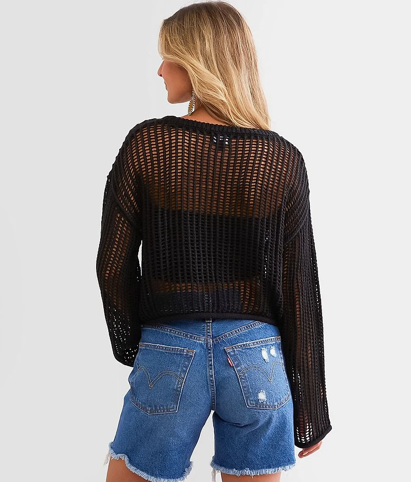 Open Stitch Cropped Sweater