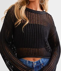 Open Stitch Cropped Sweater