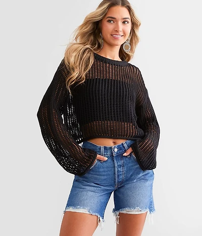 Open Stitch Cropped Sweater