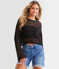 Open Stitch Cropped Sweater