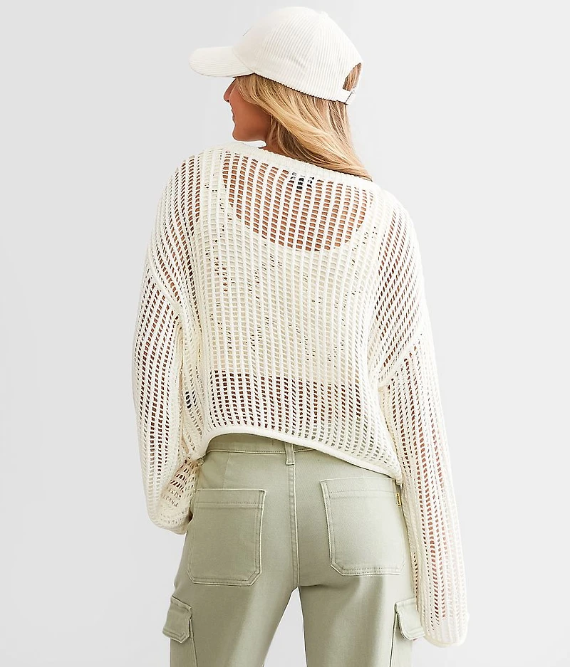 Open Stitch Cropped Sweater