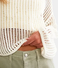 Open Stitch Cropped Sweater