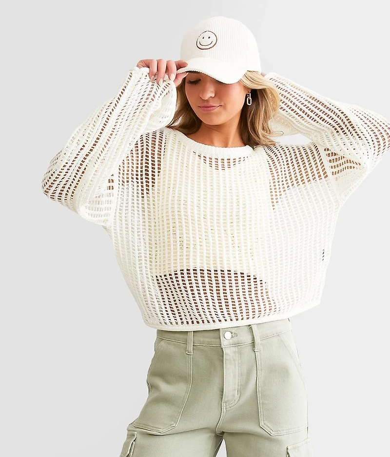 Open Stitch Cropped Sweater
