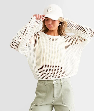 Open Stitch Cropped Sweater