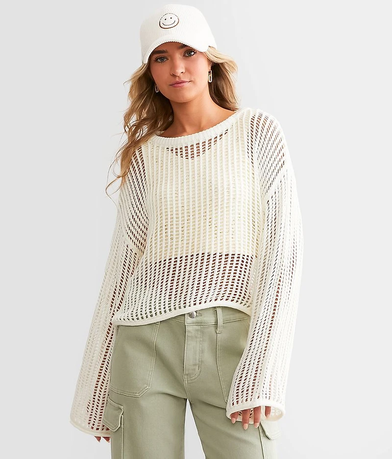 Open Stitch Cropped Sweater