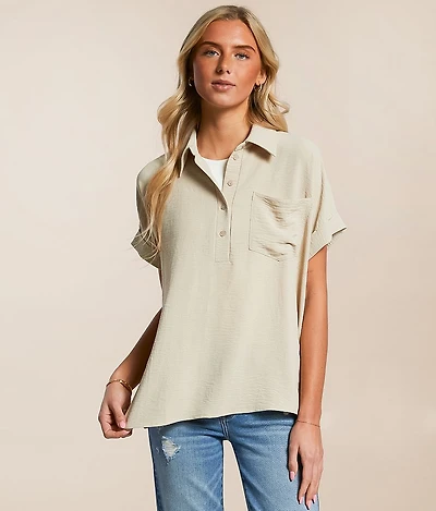 Collared Henley Blouse