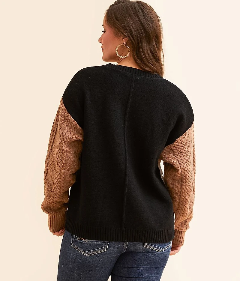 Cable Knit Color Block Sweater