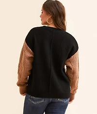 Cable Knit Color Block Sweater