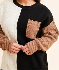 Cable Knit Color Block Sweater