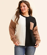 Cable Knit Color Block Sweater