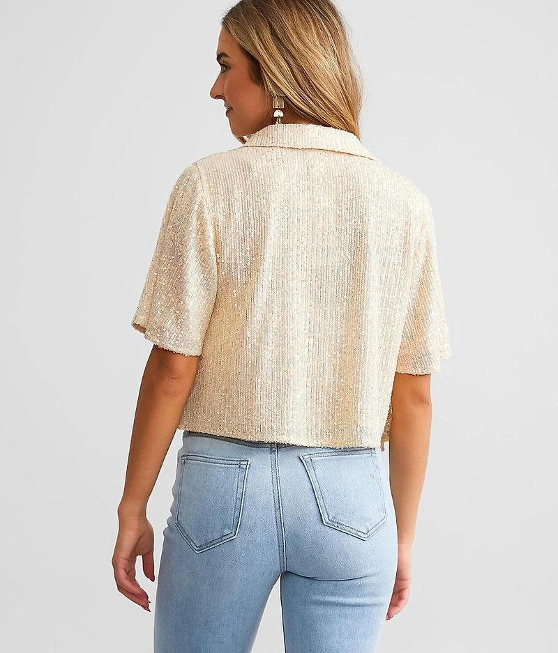Sequin Cropped Shirt