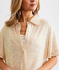 Sequin Cropped Shirt