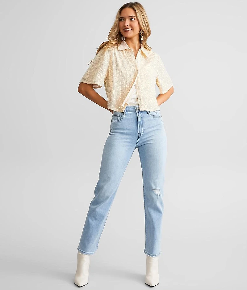 Sequin Cropped Shirt