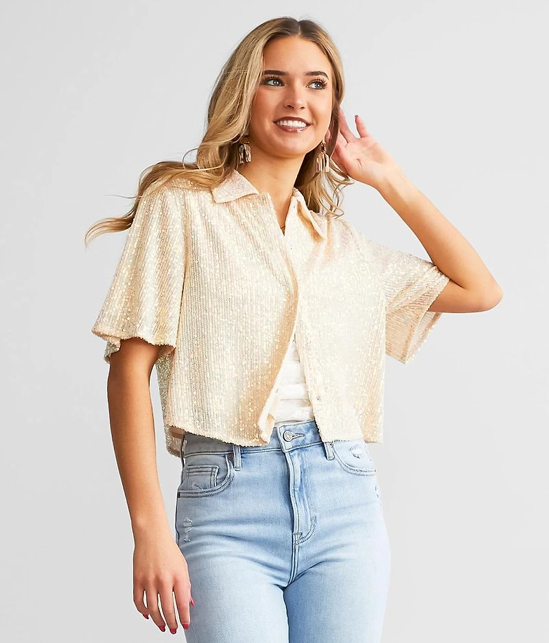 Sequin Cropped Shirt