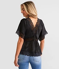 Satin & Lace Peplum Top
