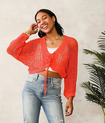Lace-Up Cardigan