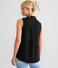 Woven Crinkle Tank Top