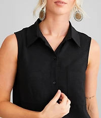 Woven Crinkle Tank Top