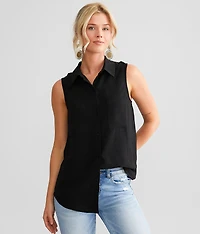 Woven Crinkle Tank Top