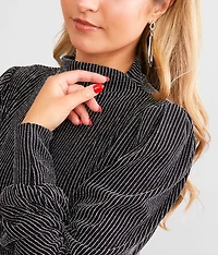 Mock Neck Sparkle Top