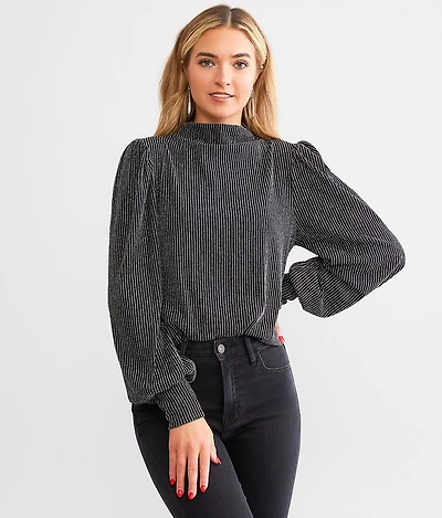Mock Neck Sparkle Top