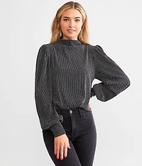 Mock Neck Sparkle Top