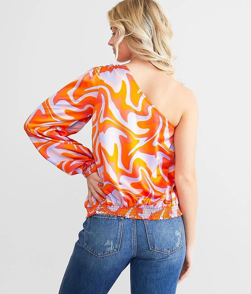 One Shoulder Wavy Bubble Top
