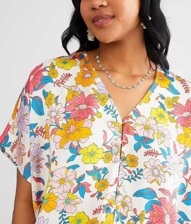 Floral Satin Bubble Top