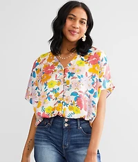Floral Satin Bubble Top