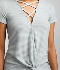 Surplice Twisted Hem Top
