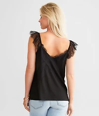 Eyelash Lace Trim Tank Top