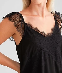 Eyelash Lace Trim Tank Top