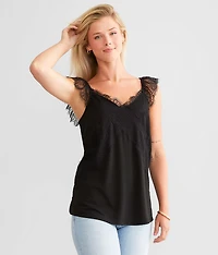 Eyelash Lace Trim Tank Top