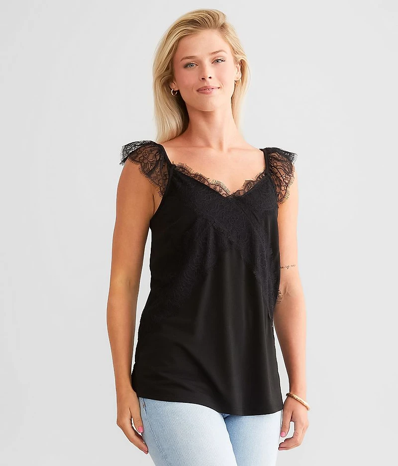 Eyelash Lace Trim Tank Top