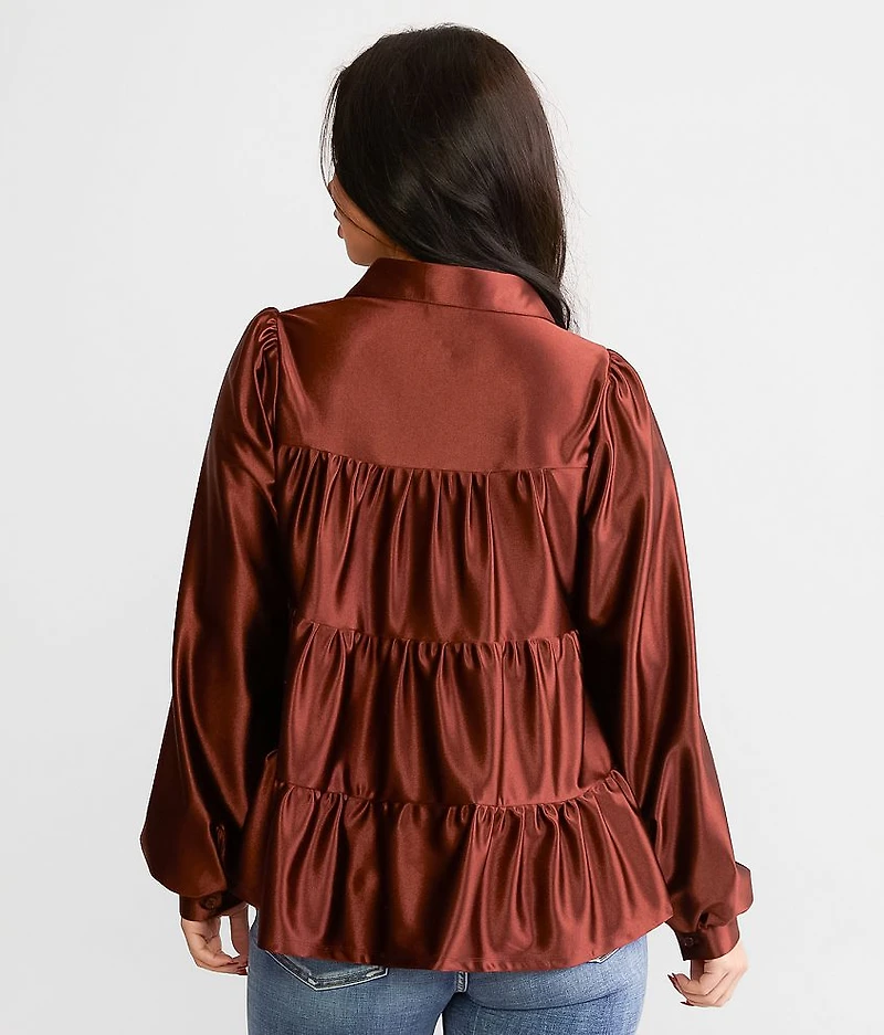 Tiered Sheen Knit Top