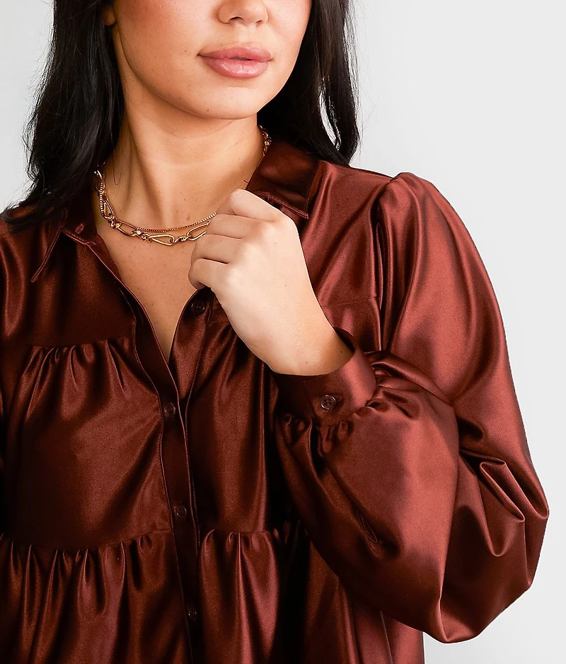 Tiered Sheen Knit Top
