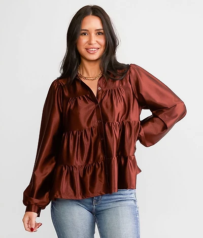 Tiered Sheen Knit Top
