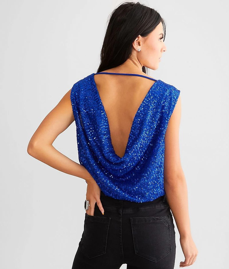 Sequin Surplice Bodysuit